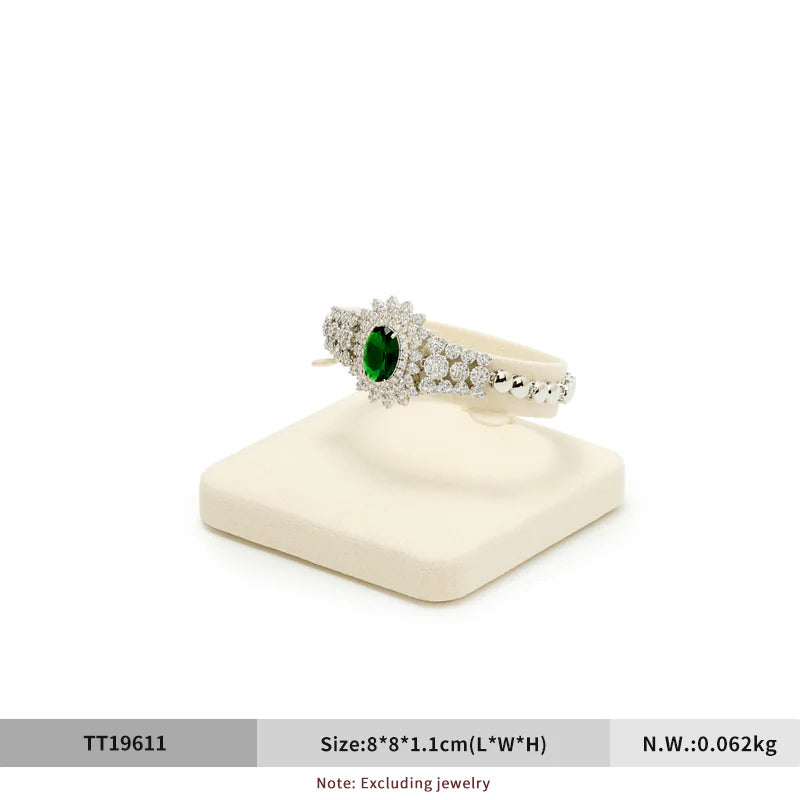 Beige Microfiber Ring Earring Necklace Watch Jewelry Display Set TT196