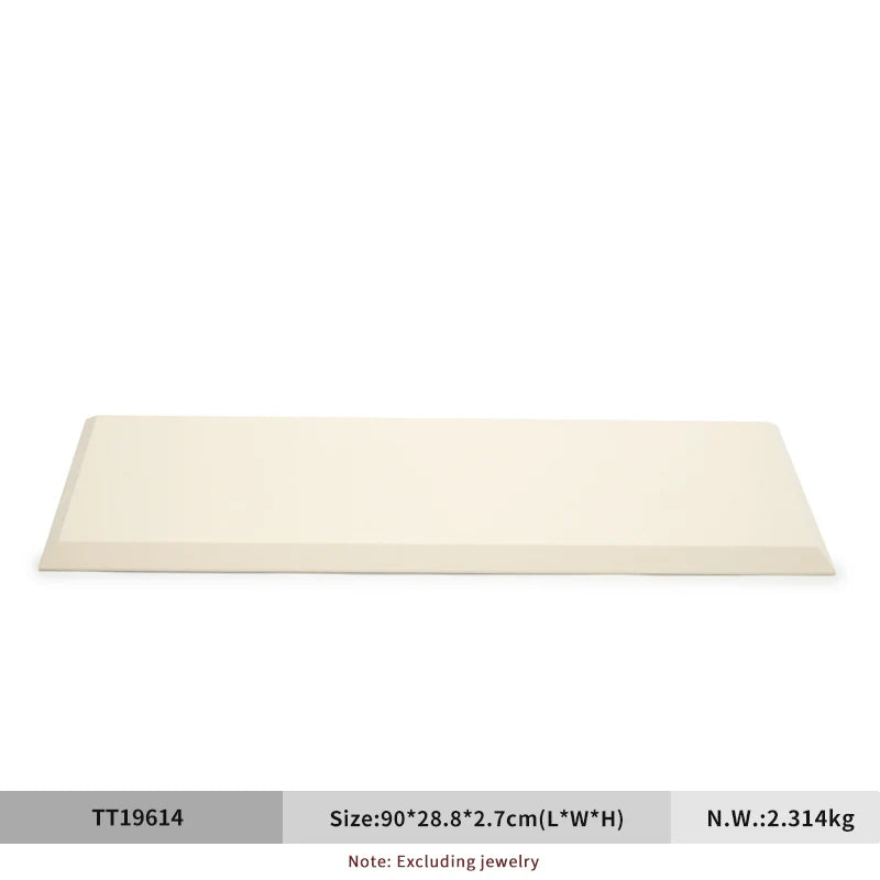 Beige Microfiber Ring Earring Necklace Watch Jewelry Display Set TT196