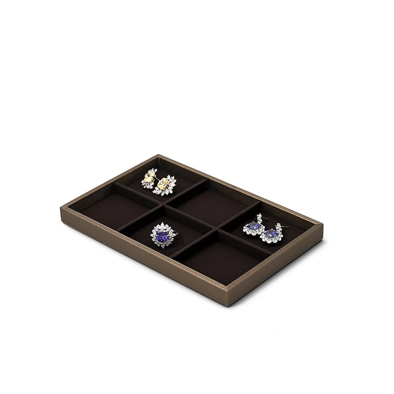 Black-Brown PU Leather Ring Earring Necklace Jewelry Display Set TT215
