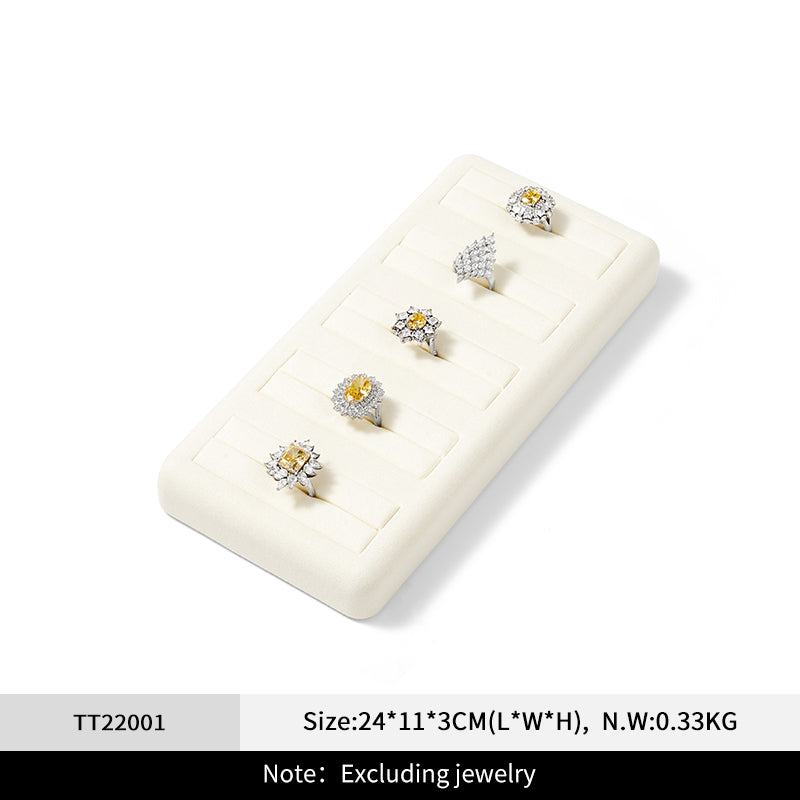 Oirlv Beige Jewelry Display Props Microfiber Jewelry Organizer Ring Necklace Watch Display Stand： TT220
