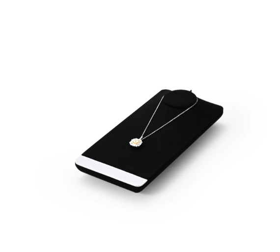 OIRLV black microfiber jewellery display with glossy metal : TT257