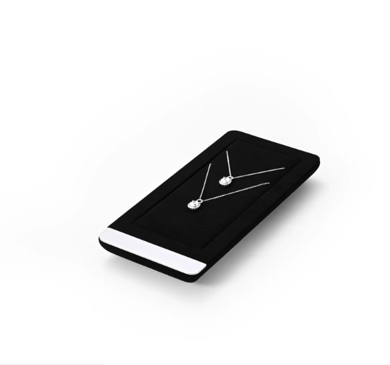 OIRLV black microfiber jewellery display with glossy metal : TT257