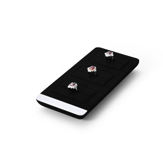 OIRLV black microfiber jewellery display with glossy metal : TT257