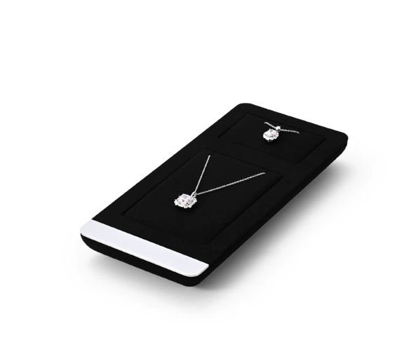 OIRLV black microfiber jewellery display with glossy metal : TT257