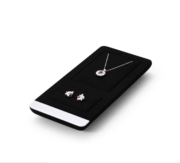 OIRLV black microfiber jewellery display with glossy metal : TT257
