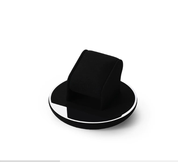 OIRLV black microfiber jewellery display with glossy metal : TT257