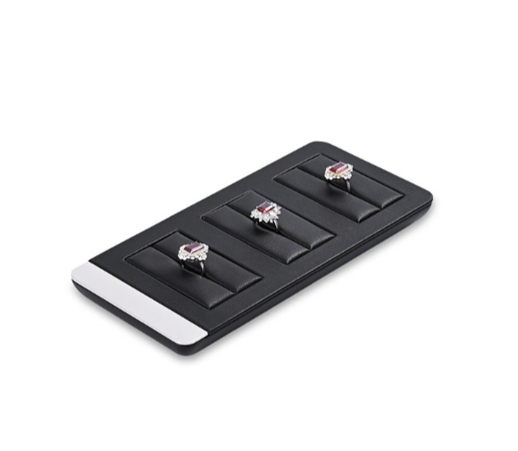 OIRLV custom black colour leather window jewelry display with metal frame : TT258