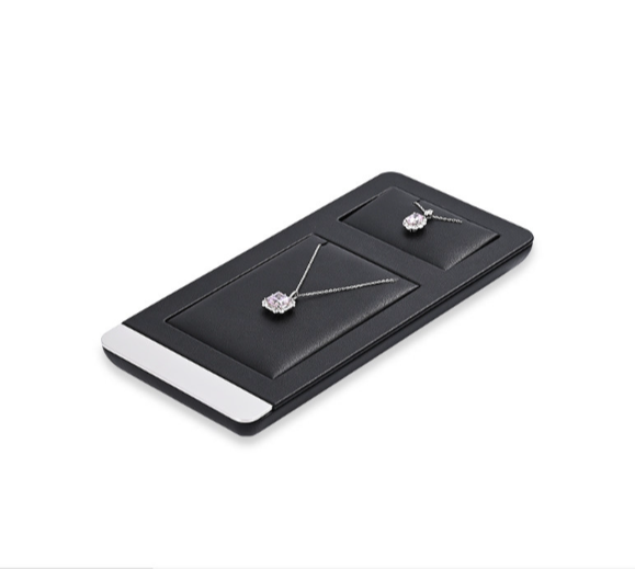 OIRLV custom black colour leather window jewelry display with metal frame : TT258