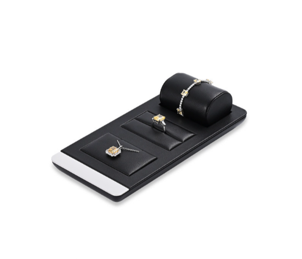 OIRLV custom black colour leather window jewelry display with metal frame : TT258