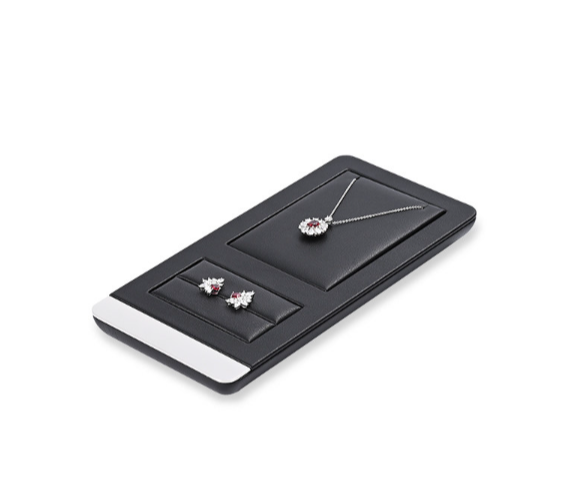 OIRLV custom black colour leather window jewelry display with metal frame : TT258