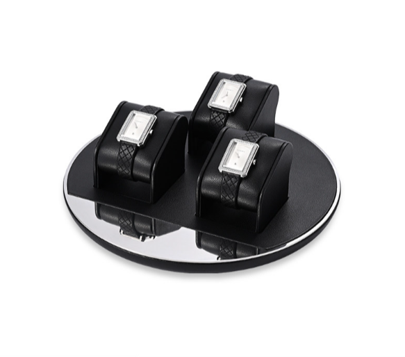 OIRLV custom black colour leather window jewelry display with metal frame : TT258