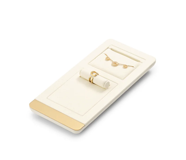 OIRLV high end beige microfiber jewelry display stand with metal :TT260