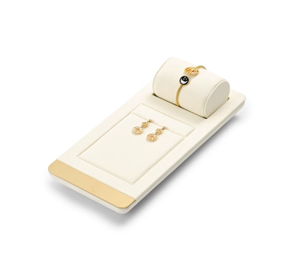 OIRLV high end beige microfiber jewelry display stand with metal :TT260