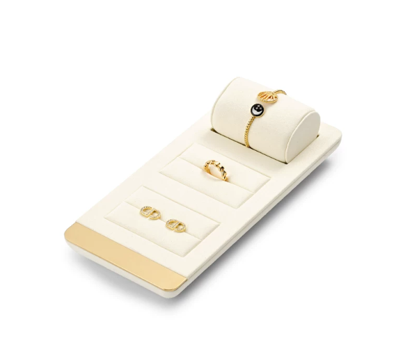 OIRLV high end beige microfiber jewelry display stand with metal :TT260