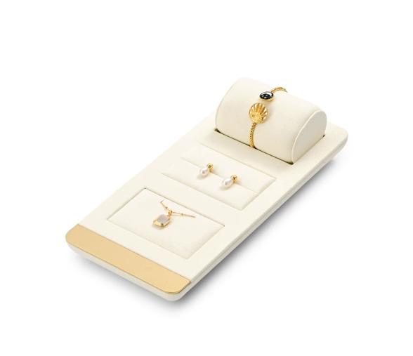OIRLV high end beige microfiber jewelry display stand with metal :TT260