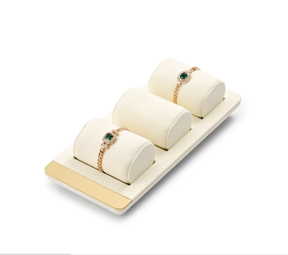 OIRLV high end beige microfiber jewelry display stand with metal :TT260