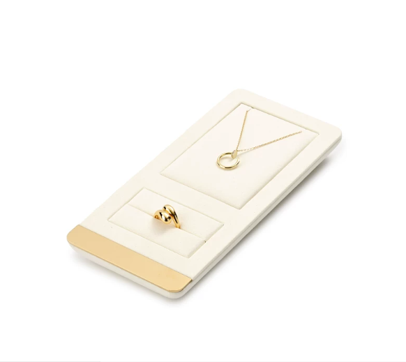 OIRLV high end beige microfiber jewelry display stand with metal :TT260