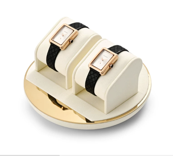 OIRLV high end beige microfiber jewelry display stand with metal :TT260