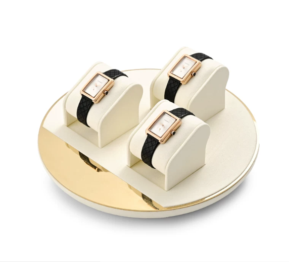 OIRLV high end beige microfiber jewelry display stand with metal :TT260