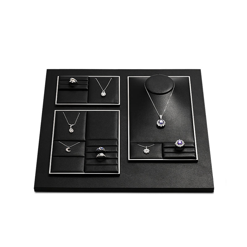 OIRLV wholesale metal structure jewellery holder wrapped with black PU leather : TT261