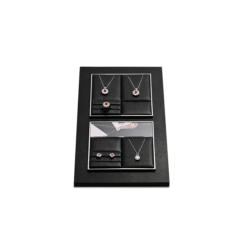 OIRLV wholesale metal structure jewellery holder wrapped with black PU leather : TT261
