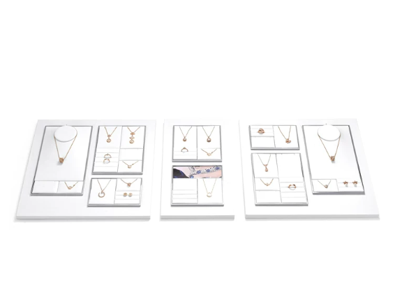 OIRLV factory white PU leather jewelry exhibitors with metal structure : TT263