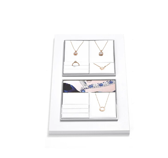 OIRLV factory white PU leather jewelry exhibitors with metal structure : TT263