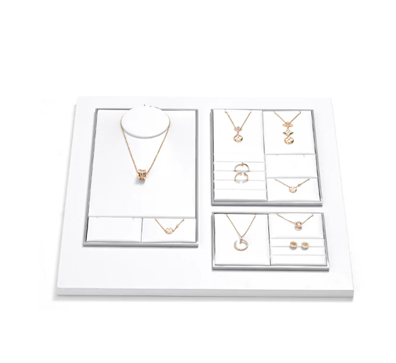 OIRLV factory white PU leather jewelry exhibitors with metal structure : TT263