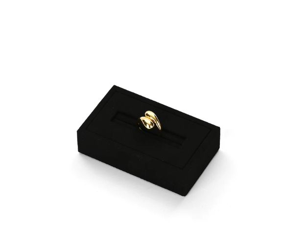 OIRLV fashion luxury black microfiber jewelry display set with smooth metal:TT264