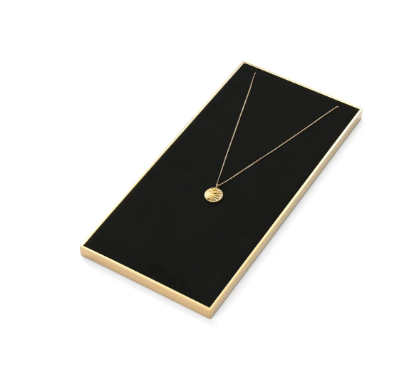 OIRLV fashion luxury black microfiber jewelry display set with smooth metal:TT264