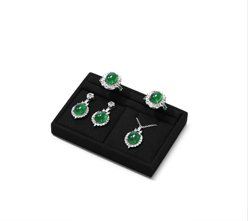 OIRLV black microfiber wooden jewelry display:TT268