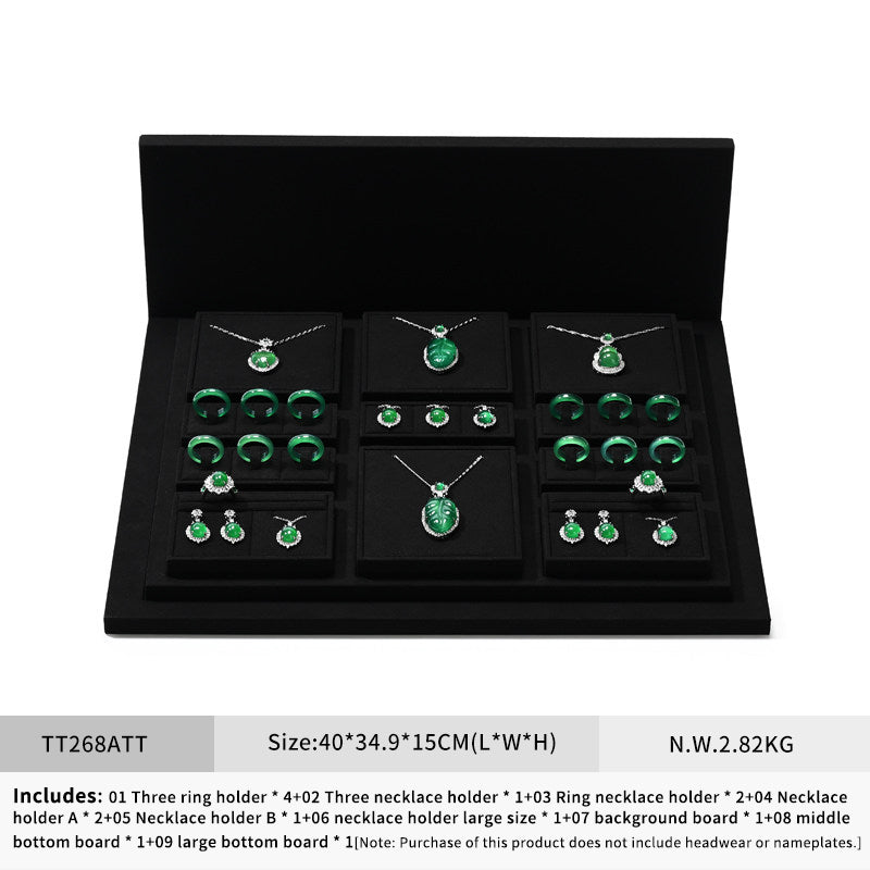 OIRLV black microfiber wooden jewelry display:TT268