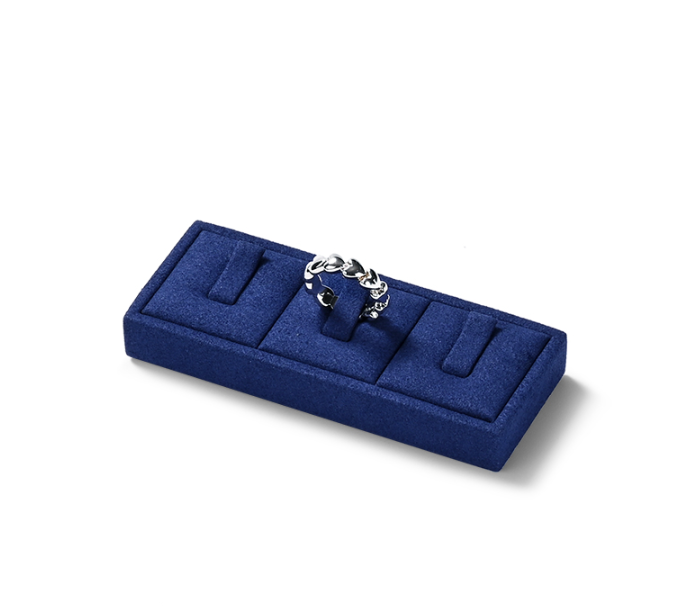 OIRLV luxury wooden jewelry display set with blue microfiber:TT270