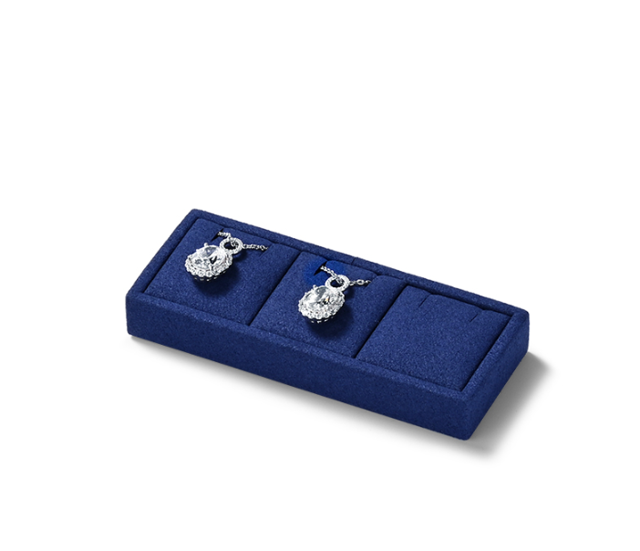 OIRLV luxury wooden jewelry display set with blue microfiber:TT270