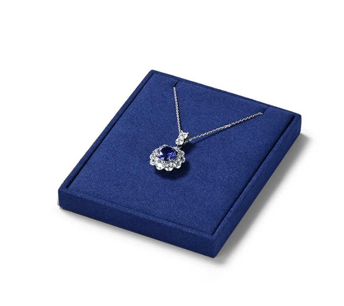 OIRLV luxury wooden jewelry display set with blue microfiber:TT270