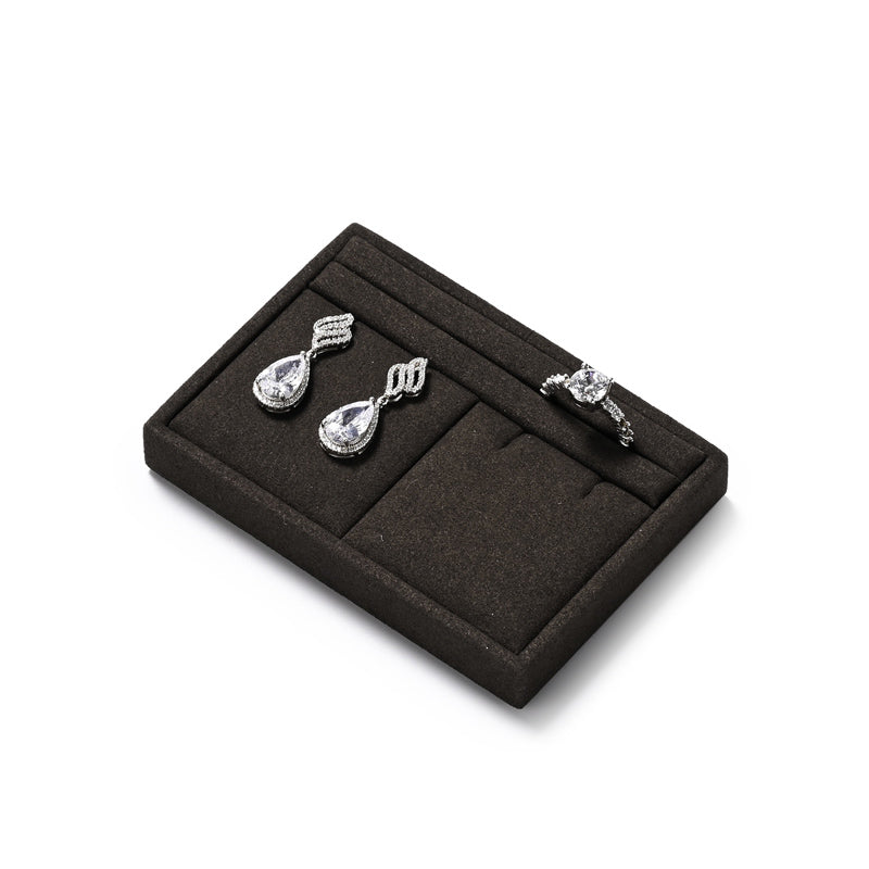 OIRLV wholesale wooden jewellery display set wrapped with brown microfiber：TT271