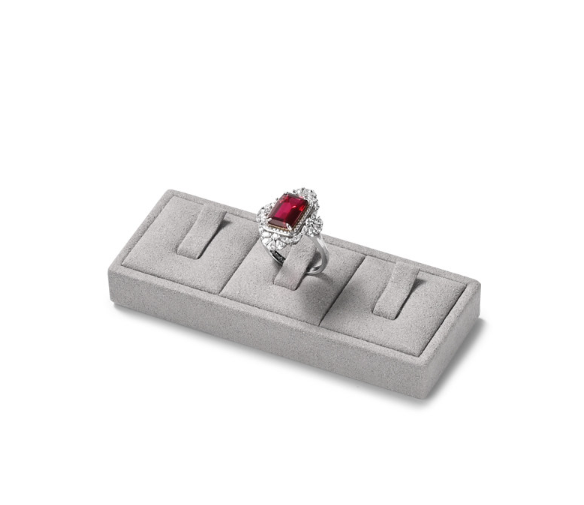 OIRLV luxury wood jewelry display set with gray microfiber:TT272