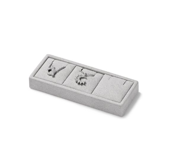 OIRLV luxury wood jewelry display set with gray microfiber:TT272