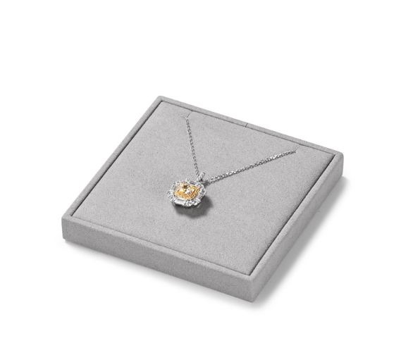 OIRLV luxury wood jewelry display set with gray microfiber:TT272