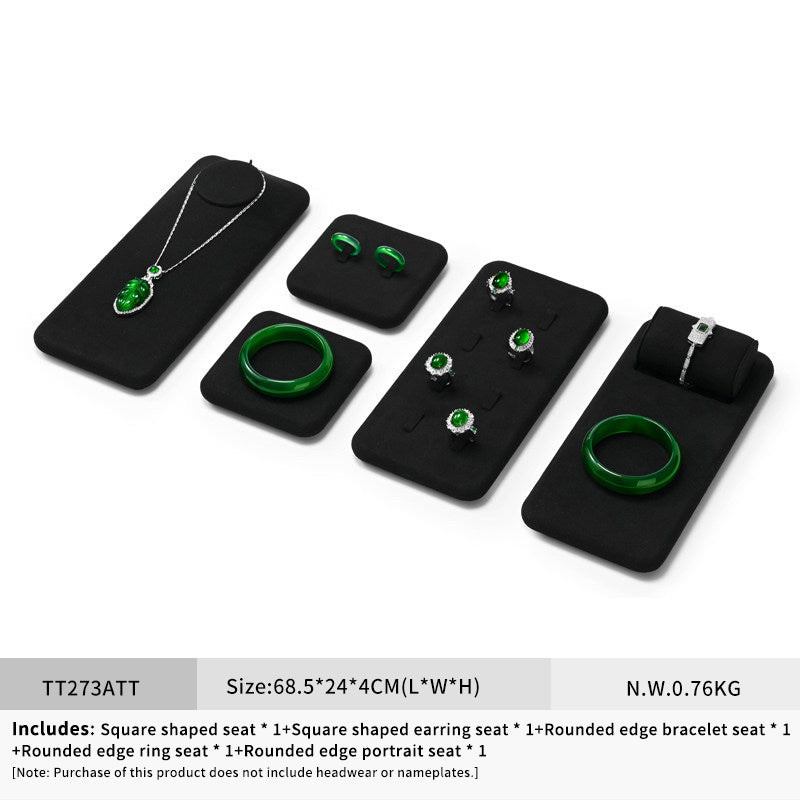 OIRLV luxury black colour microfiber jewelry display set :TT273