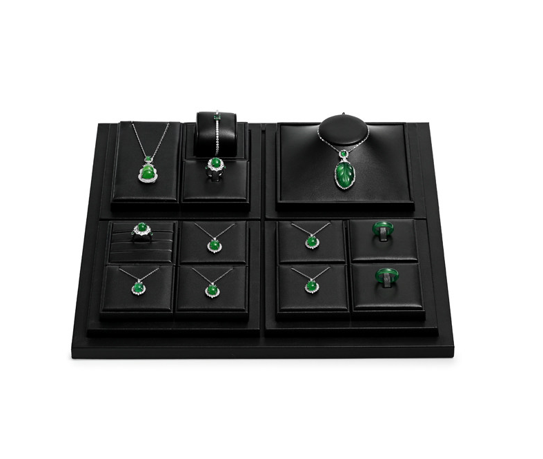 OIRLV Luxury Black leather Jewelry display set : TT275