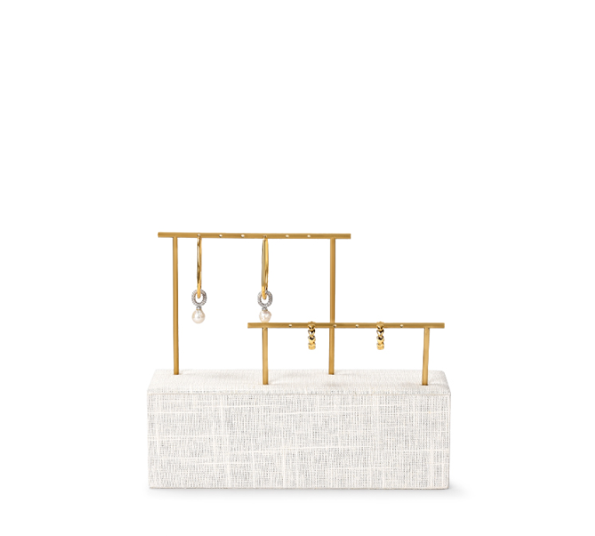 OIRLV factory metal frame beige linen jewelry display busts：TT286