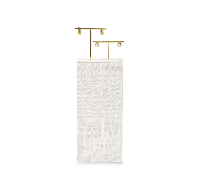 OIRLV factory metal frame beige linen jewelry display busts：TT286