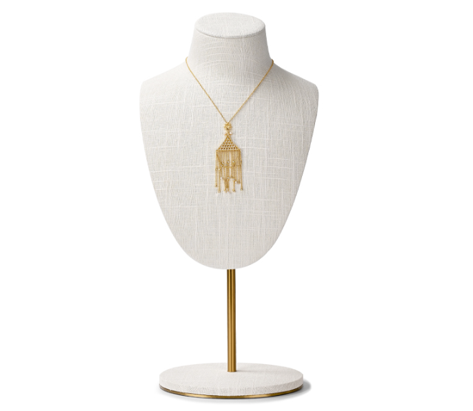 OIRLV factory metal frame beige linen jewelry display busts：TT286