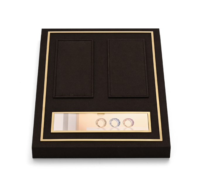 OIRLV high end fashion brown microfiber jewelry holder with metal frame:TT287