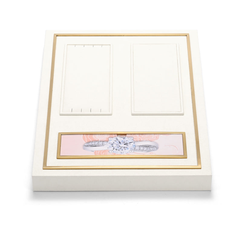 High end fashion white microfiber jewelry holder with metal frame:TT288