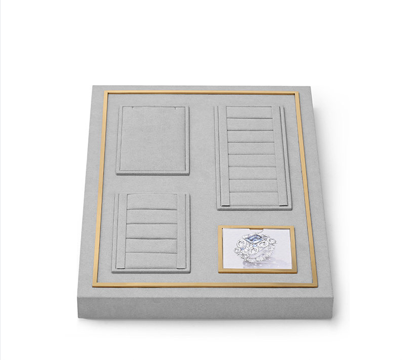 OIRLV high quality grey microfiber metal jewellery display :TT289