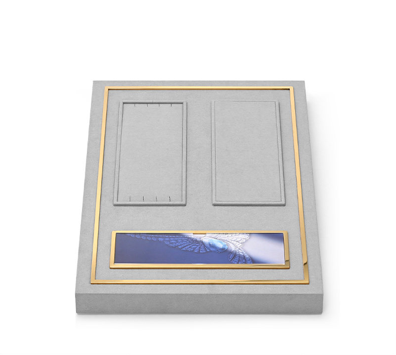 OIRLV high quality grey microfiber metal jewellery display :TT289