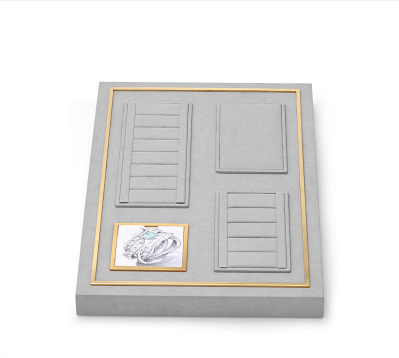 OIRLV high quality grey microfiber metal jewellery display :TT289