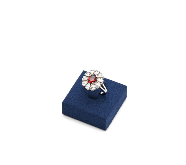 OIRLV wholesale Blue Microfiber metal jewelry ring display :TT296